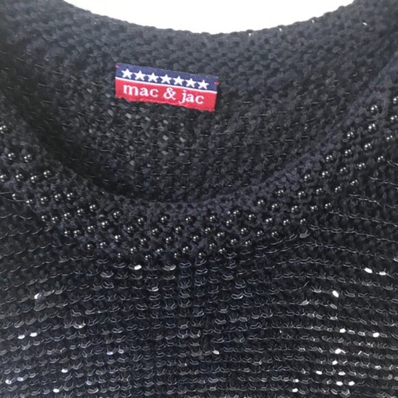 Mac & Jac Vintage Y2K Sequins Sweater Beads Shiny Sequins Top Metallic Black M - Picture 3 of 10